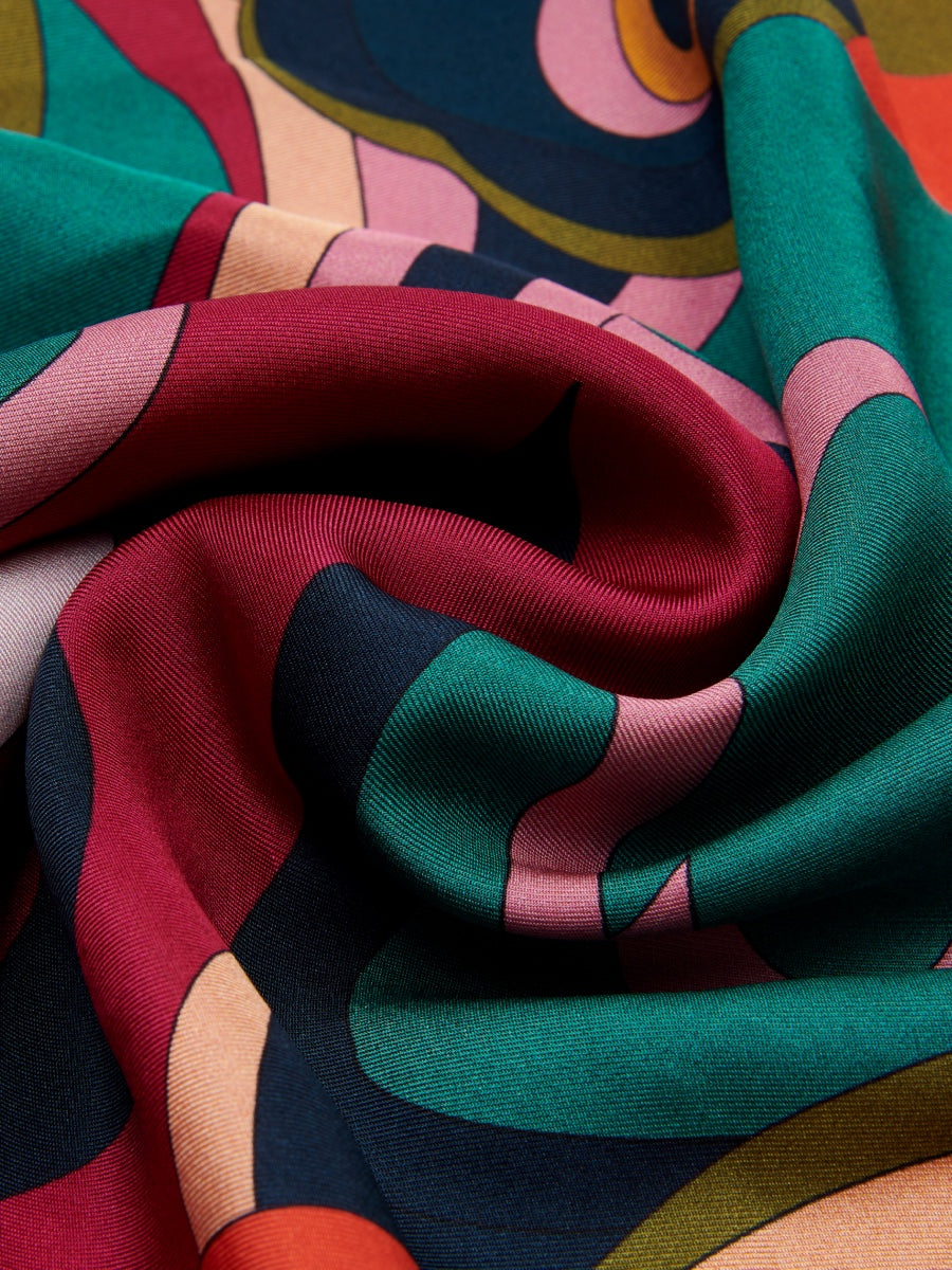 Giorgia (green/pink) - soft and lightweight Italian foulard from pure silk - Leather Gloves Online - Luxury Italian Scarf - 5