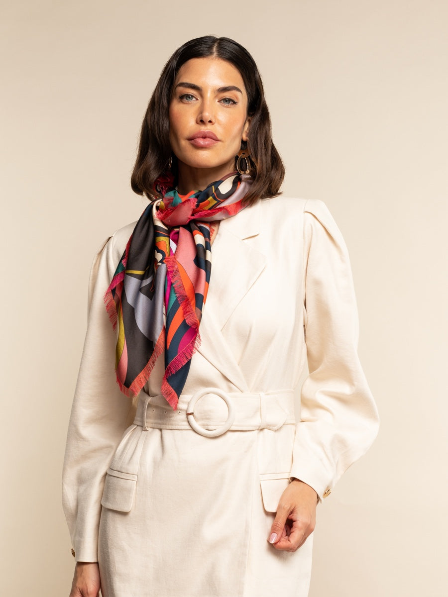 Giorgia (green/pink) - soft and lightweight Italian foulard from pure silk - Leather Gloves Online - Luxury Italian Scarf - 6