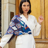 Giorgia (blue/red) - soft and lightweight Italian foulard from pure silk-  Leather Gloves Online - Luxury Italian Scarf - 7