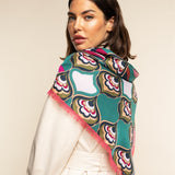 Giorgia (green/pink) - soft and lightweight Italian foulard from pure silk - Leather Gloves Online - Luxury Italian Scarf - 7