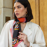 Giorgia (green/pink) - soft and lightweight Italian foulard from pure silk - Leather Gloves Online - Luxury Italian Scarf - 8