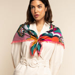 Giorgia (green/pink) - soft and lightweight Italian foulard from pure silk - Leather Gloves Online - Luxury Italian Scarf - 9