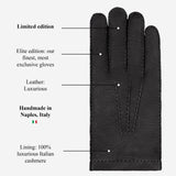 Antonio (black) – Luxurious Italian peccary leather gloves with cashmere lining