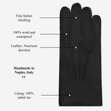 Diego (black) - Italian gloves made of American deerskin leather with rabbit fur lining