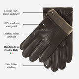 Giovanni (dark brown) - Classic Italian lambskin leather gloves with cashmere lining
