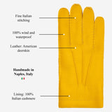 Matteo (yellow) - Italian gloves made of American deerskin leather with cashmere lining