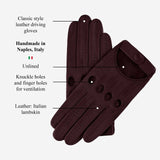 Alessa (oxblood) - Classic Italian lambskin leather driving gloves