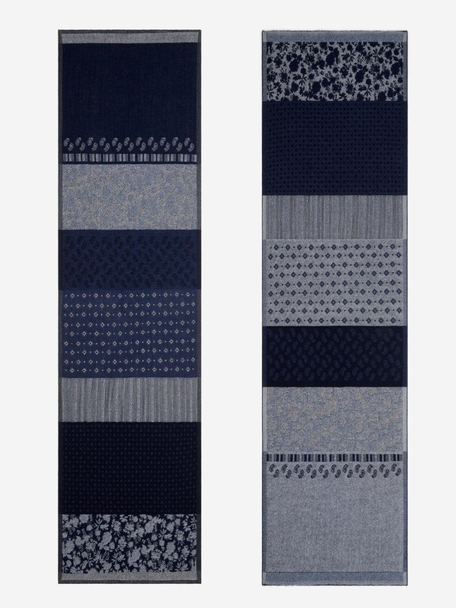 Federico (grey/blue) - warm and soft Italian scarf from wool blend  - Leather Gloves Online - Luxury Italian Scarf - 3