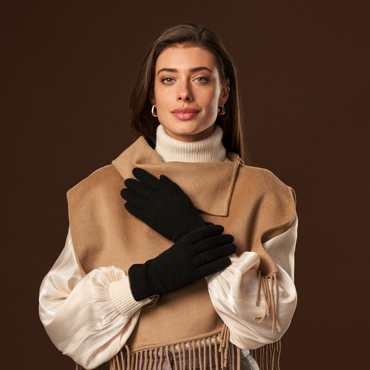 Florentina (black) - Handmade Italian knitted wool gloves with luxurious cashmere lining - Leather Gloves Online - Luxury Leather Gloves - 3