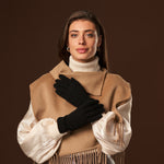 Florentina (black) - Handmade Italian knitted wool gloves with luxurious cashmere lining - Leather Gloves Online - Luxury Leather Gloves - 3