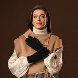 Florentina (black) - Handmade Italian knitted wool gloves with luxurious cashmere lining - Leather Gloves Online - Luxury Leather Gloves - 3
