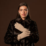 Florentina (sand) - Handmade Italian knitted wool gloves with luxurious cashmere lining - Leather Gloves Online - Luxury Leather Gloves - 4