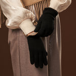 Florentina (black) - Handmade Italian knitted wool gloves with luxurious cashmere lining - Leather Gloves Online - Luxury Leather Gloves - 4