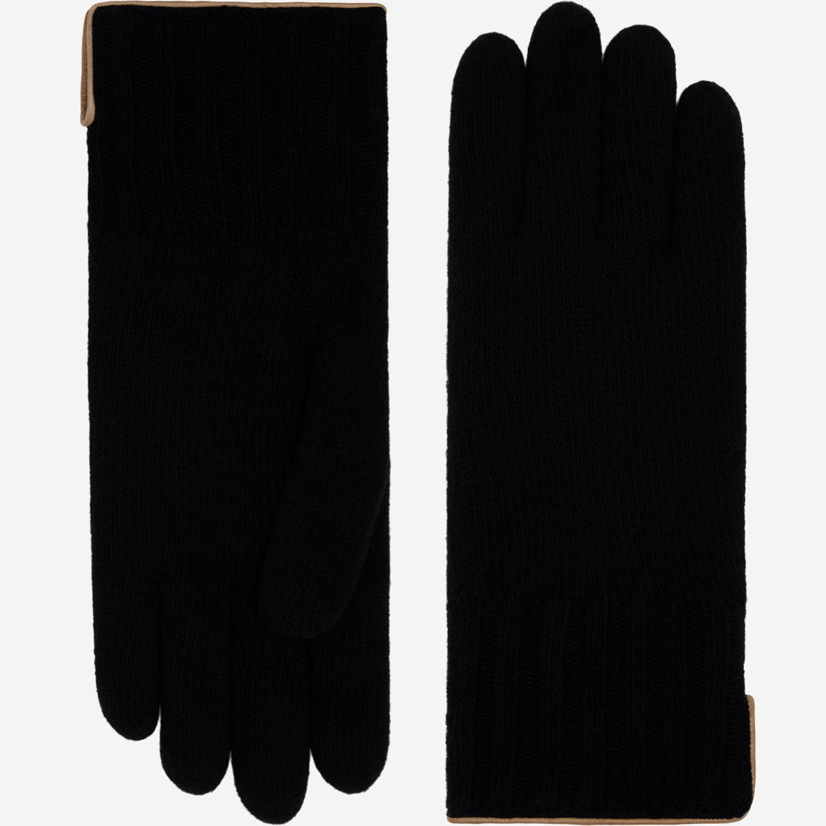 Florentina (black) - Handmade Italian knitted wool gloves with luxurious cashmere lining - Leather Gloves Online - Luxury Leather Gloves - 1