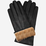 Francesca (black) - Italian lambskin leather gloves with brown rabbit fur lining - Leather Gloves Online - Luxury Leather Gloves - 1