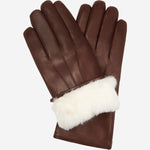 Francesca (brown) - Italian lambskin leather gloves with white rabbit fur lining  - Leather Gloves Online - Luxury Leather Gloves - 1