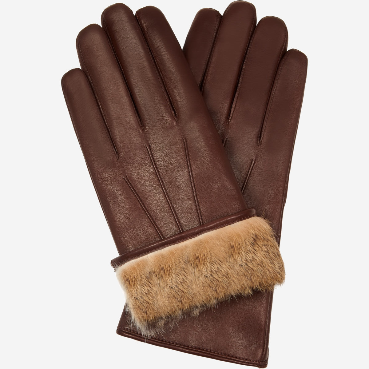 Francesca (brown) - Italian lambskin leather gloves with brown rabbit fur lining - Leather Gloves Online - Luxury Leather Gloves - 1
