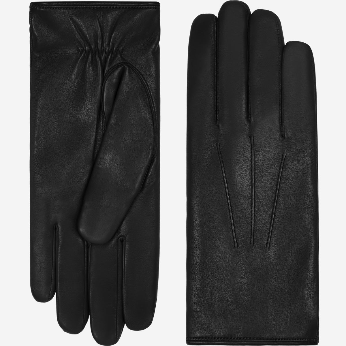 Francesca (black) - Italian lambskin leather gloves with brown rabbit fur lining - Leather Gloves Online - Luxury Leather Gloves - 2