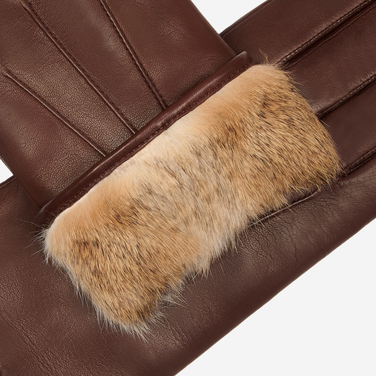 Francesca (brown) - Italian lambskin leather gloves with brown rabbit fur lining - Leather Gloves Online - Luxury Leather Gloves - 4