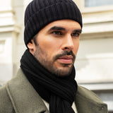 Milano (black) - 100% cashmere ribbed beanie (unisex)  - Leather Gloves Online - Luxury Beanie - 13