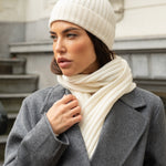Milano (cream) - 100% cashmere ribbed beanie (unisex) Milano (cream) - 100% cashmere ribbed beanie (unisex) - Leather Gloves Online - Luxury Beanie - 11