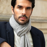 Riccardo (grey & white) - 100% cashmere scarf with pattern - Leather Gloves Online - Luxury Italian Scarf - 10