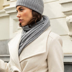 Napoli (light grey) - 100% cashmere ribbed scarf (unisex)- Leather Gloves Online - Luxury Italian Scarf - 9