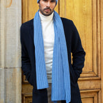 Napoli (light blue) - 100% cashmere ribbed scarf (unisex)- Leather Gloves Online - Luxury Italian Scarf - 16