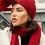 Milano (red) - 100% cashmere ribbed beanie (unisex) - Leather Gloves Online - Luxury Beanie - 13