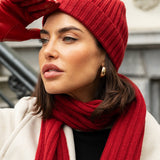 Milano (red) - 100% cashmere ribbed beanie (unisex) - Leather Gloves Online - Luxury Beanie - 13