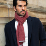 Riccardo (red & grey) - 100% cashmere scarf with pattern - Leather Gloves Online - Luxury Italian Scarf - 7