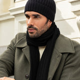 Milano (black) - 100% cashmere ribbed beanie (unisex)  - Leather Gloves Online - Luxury Beanie - 8
