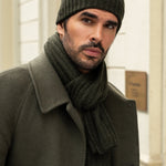 Milano (dark green) - 100% cashmere ribbed beanie (unisex) - Leather Gloves Online - Luxury Beanie - 14