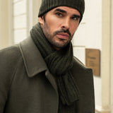 Milano (dark green) - 100% cashmere ribbed beanie (unisex) - Leather Gloves Online - Luxury Beanie - 14