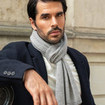 Riccardo (grey & white) - 100% cashmere scarf with pattern - Leather Gloves Online - Luxury Italian Scarf - 7