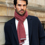 Riccardo (red & grey) - 100% cashmere scarf with pattern - Leather Gloves Online - Luxury Italian Scarf - 10