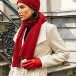 Napoli (red) - 100% cashmere ribbed scarf (unisex)- Leather Gloves Online - Luxury Italian Scarf - 15