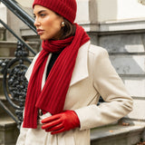 Napoli (red) - 100% cashmere ribbed scarf (unisex)- Leather Gloves Online - Luxury Italian Scarf - 15