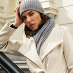 Napoli (light grey) - 100% cashmere ribbed scarf (unisex)- Leather Gloves Online - Luxury Italian Scarf - 15