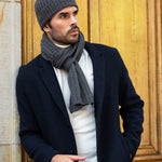 Milano (dark grey) - 100% cashmere ribbed beanie (unisex) - Leather Gloves Online - Luxury Beanie - 16