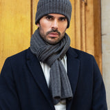 Milano (dark grey) - 100% cashmere ribbed beanie (unisex) - Leather Gloves Online - Luxury Beanie - 13