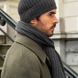 Milano (dark grey) - 100% cashmere ribbed beanie (unisex) - Leather Gloves Online - Luxury Beanie - 15