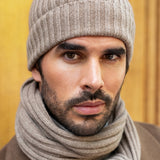 Napoli (brown) - 100% cashmere ribbed scarf (unisex)- Leather Gloves Online - Luxury Italian Scarf - 13