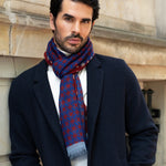 Andrea (red/blue) - soft and lightweight Italian scarf from 100% wool - Leather Gloves Online - 6