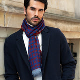 Andrea (red/blue) - soft and lightweight Italian scarf from 100% wool - Leather Gloves Online - 6