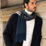Edoardo (blue) - soft and lightweight Italian scarf from 100% wool - Leather Gloves Online - Luxury Italian Scarf - 6