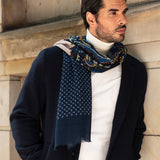 Edoardo (blue) - soft and lightweight Italian scarf from 100% wool - Leather Gloves Online - Luxury Italian Scarf - 6