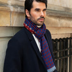 Andrea (red/blue) - soft and lightweight Italian scarf from 100% wool - Leather Gloves Online - 8