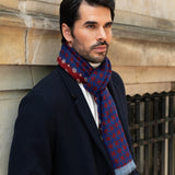 Andrea (red/blue) - soft and lightweight Italian scarf from 100% wool - Leather Gloves Online - 8