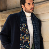 Edoardo (blue) - soft and lightweight Italian scarf from 100% wool - Leather Gloves Online - Luxury Italian Scarf - 11